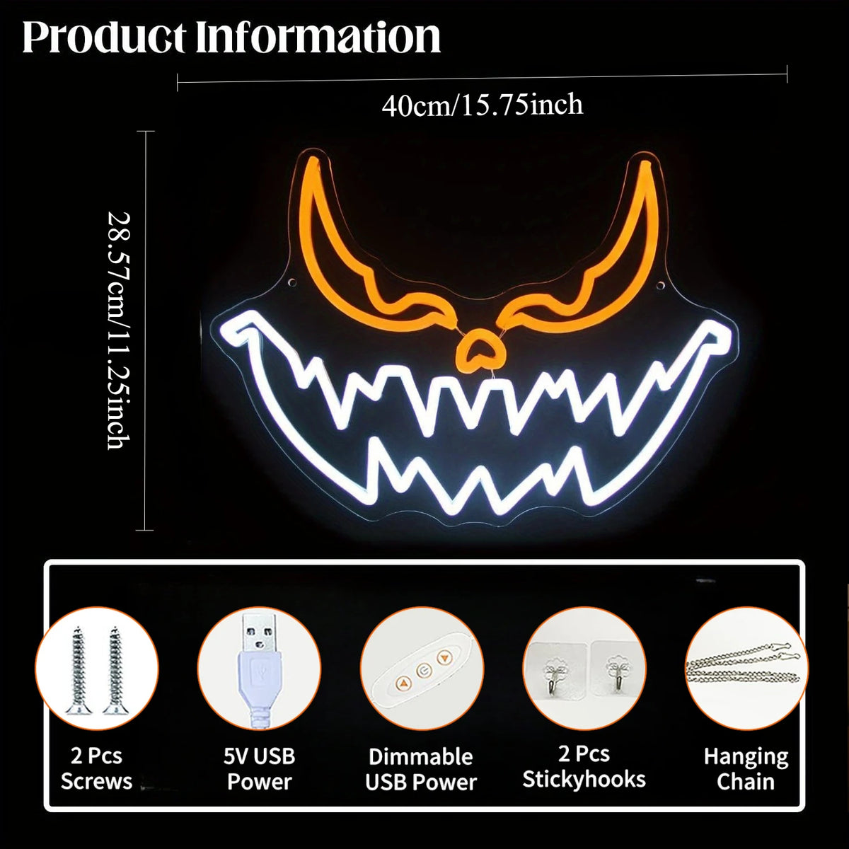 Halloween Devil Pumpkin Neon Sign