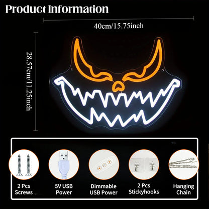 Halloween Devil Pumpkin Neon Sign