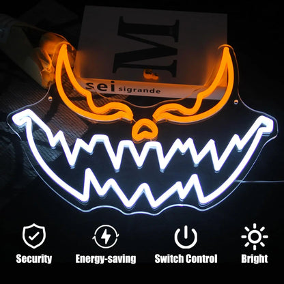 Halloween Devil Pumpkin Neon Sign