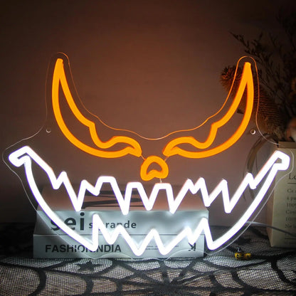 Halloween Devil Pumpkin Neon Sign