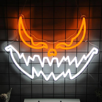 Halloween Devil Pumpkin Neon Sign