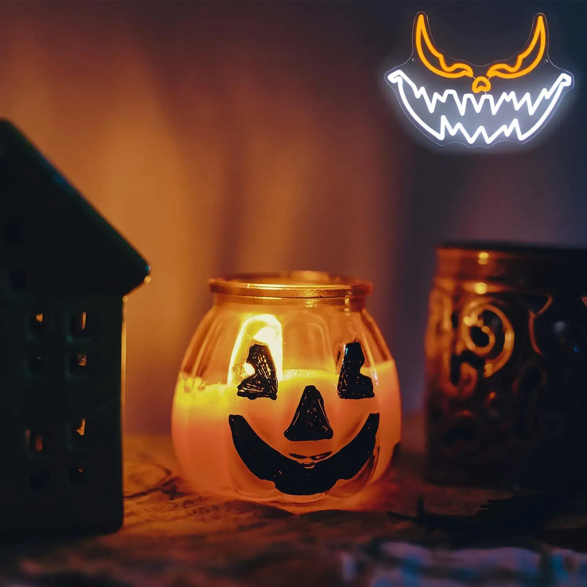 Halloween Devil Pumpkin Neon Sign